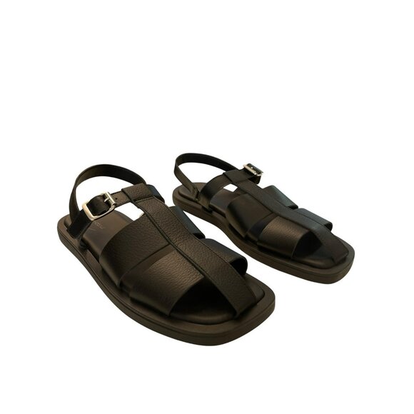 Free People Flora Black Leather Fisherman Sandals Size 11 NEW - Picture 2 of 8